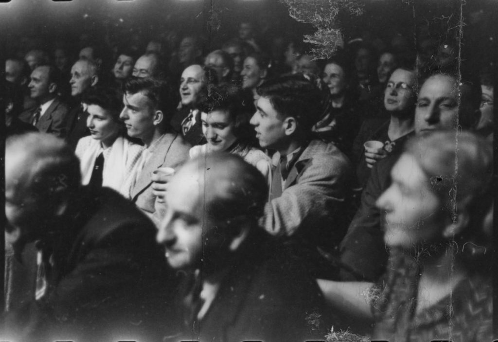 Spectators at wrestling match in Chicago